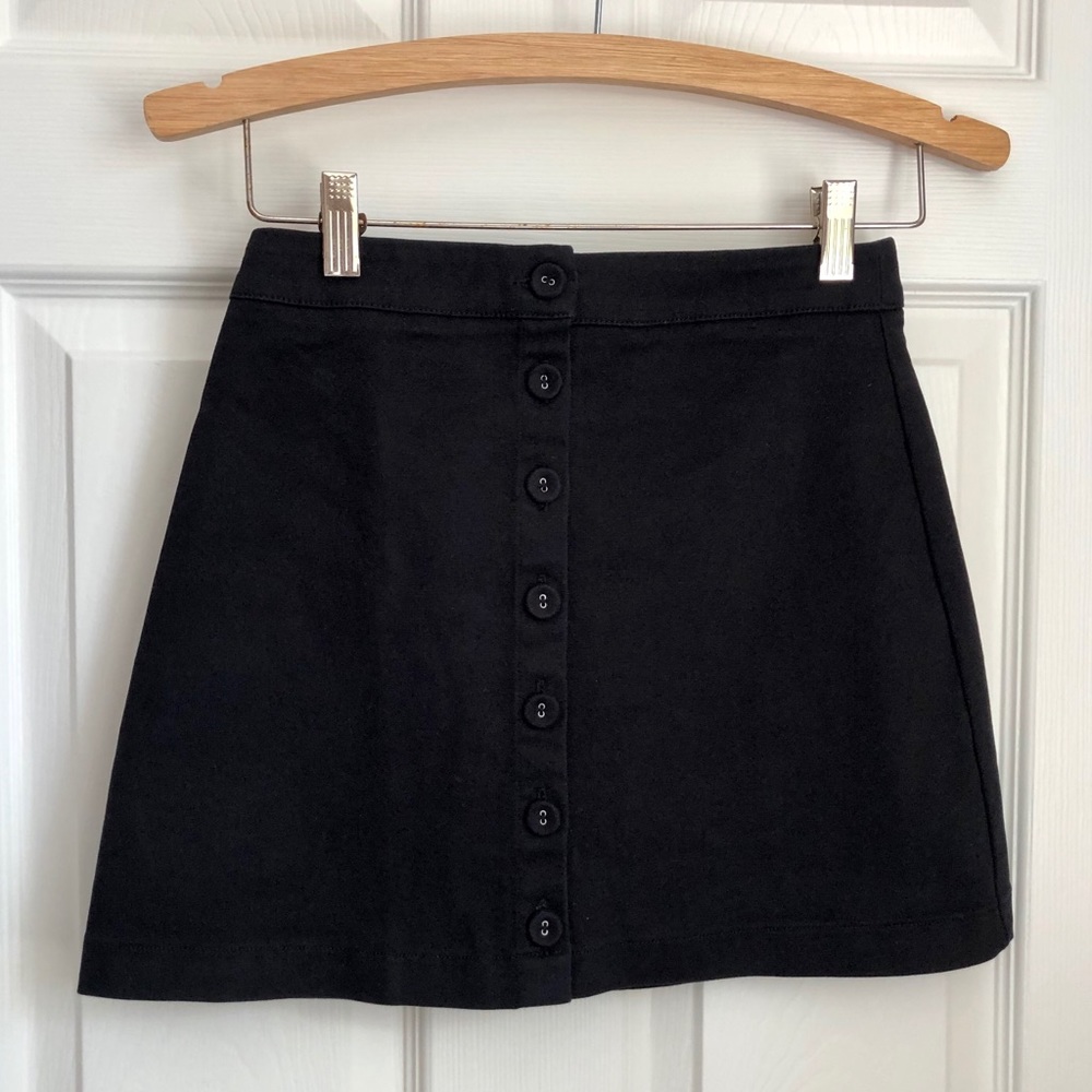 Forever 21 Black Button Front A-Line Mini Skirt
